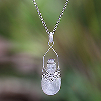 Amethyst locket necklace, 'Light the Lantern'