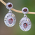 Gold accented garnet dangle earrings, 'Historical Beauty' - Antique Style Garnet and Sterling Silver Earrings from Bali