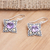 Gold accented amethyst dangle earrings, 'Cardinal Points' - Amethyst and Sterling Silver Dangle Earrings with Gold