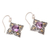 Gold accented amethyst dangle earrings, 'Cardinal Points' - Amethyst and Sterling Silver Dangle Earrings with Gold