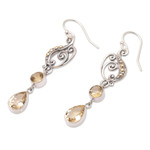 Gold-accented citrine dangle earrings, 'Sweet Tune' - Musically Inspired Sterling Silver Gold and Citrine Earring