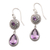 Amethyst dangle earrings, 'Raindrop Basket' - Sterling Silver and Amethyst Dangle Earrings in Two Parts (image 2a) thumbail