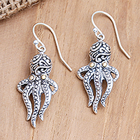 Gold-accented dangle earrings, Octopus Girl