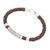 Leather and sterling silver pendant bracelet, 'Bob and Weave' - Handcrafted Leather and Sterling Silver Bracelet