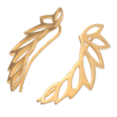 Vergoldete Ohrkletterohrringe - Vergoldete Ohrkletter-Ohrringe mit Blattmotiv