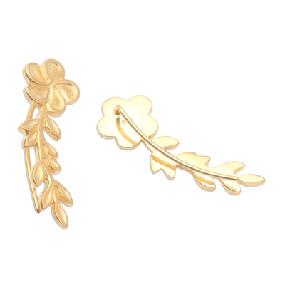 Vergoldete Ohrkletterohrringe - Vergoldete Ohrkletter-Ohrringe mit Blumenmotiv