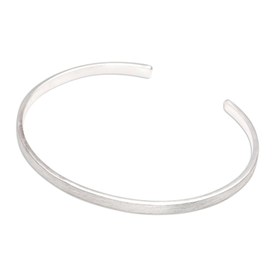 Sterling silver cuff bracelet, 'Pure at Heart' - Sterling Silver Cuff Bracelet with Satin Finish