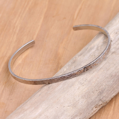Sterling silver cuff bracelet, 'Simply the Best' - Hammered Finish Sterling Silver Cuff Bracelet