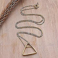 Gold-plated pendant necklace, 'Golden Trinity' - Gold-Plated Pendant Necklace with Triangle Motif