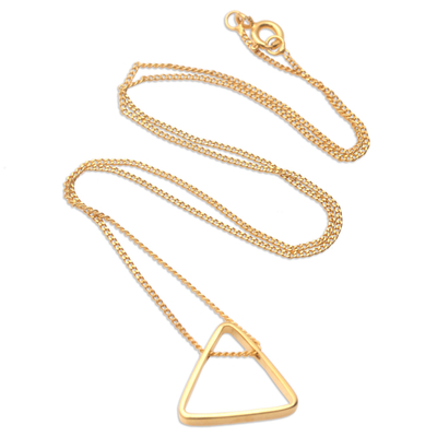 Collar colgante chapado en oro - Collar con colgante chapado en oro con motivo de triángulo