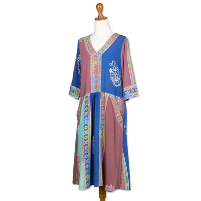 Etuikleid aus Rayon-Batik - Mehrfarbiges Batikkleid aus Bali