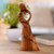 Wood statuette, 'Mother's Joy' - Mother and Child Suar Wood Statuette thumbail