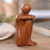 Wood statuette, 'Beautiful Daydream' - Hand Carved Suar Wood Statuette (image 2) thumbail