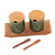 Ceramic and teak wood condiment set, 'Green Start' (5 pieces) - Green Ceramic and Teak Wood Condiment Set (5 Pieces) (image 2a) thumbail