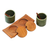 Ceramic and teak wood condiment set, 'Green Start' (5 pieces) - Green Ceramic and Teak Wood Condiment Set (5 Pieces)