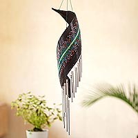 Coconut fiber wind chime, 'Sunset Melody' - Handcrafted Coconut Fiber Wind Chime from Bali