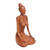 Wood statuette, 'Calm Down' - Suar Wood Statuette with Meditation Motif