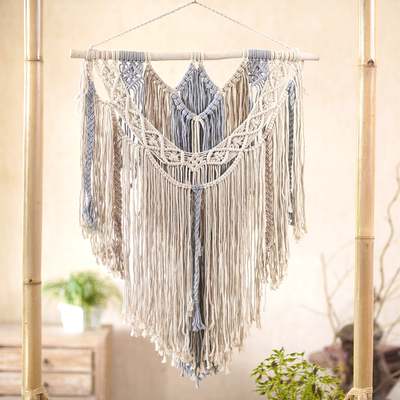 Cotton macrame wall hanging, Braided Lovers