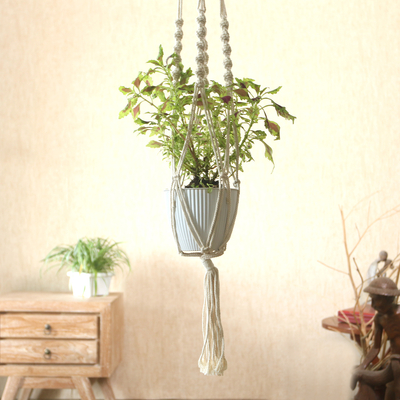 Hand-woven plant hanger, Lounging Plant