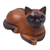 Wood sculpture, 'Calm Siamese Kitty' - Bali Hand Carved Wood Sculpture of a Relaxed Siamese Cat (image 2a) thumbail
