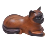 Wood sculpture, 'Calm Siamese Kitty' - Bali Hand Carved Wood Sculpture of a Relaxed Siamese Cat