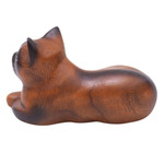 Wood sculpture, 'Calm Siamese Kitty' - Bali Hand Carved Wood Sculpture of a Relaxed Siamese Cat
