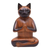 Wood sculpture, 'Balinese Cat Meditates' - Brown Raintree Wood Figure of a Cat in Lotus Position thumbail