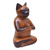 Wood sculpture, 'Balinese Cat Meditates' - Brown Raintree Wood Figure of a Cat in Lotus Position (image 2c) thumbail
