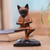 Wood sculpture, 'Vrkasana Cat' - Hand Carved Suar Wood Figure of a Cat in Yoga Position thumbail