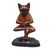 Wood sculpture, 'Vrkasana Cat' - Hand Carved Suar Wood Figure of a Cat in Yoga Position thumbail