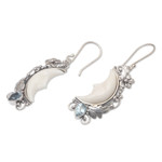 Blue topaz dangle earrings, 'Tropical Moon' - Blue Topaz and Sterling Silver Dangle Earrings