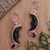 Rose gold-plated garnet dangle earrings, 'Moonlit Shadow' - Rose Gold-Plated Garnet Dangle Earrings (image 2) thumbail