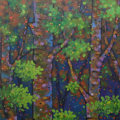 'Re-Blooming' - Acrylic Forest Painting from Java