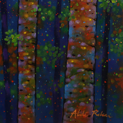 'Re-Blooming' - Pintura acrílica del bosque de Java