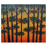 'Bosque Sengon' - Pintura de naturaleza acrílica sobre lienzo