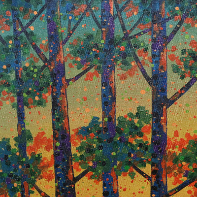 'Sengon Forest' - Acrylic Nature Painting on Canvas