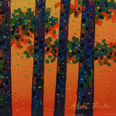 'Bosque Sengon' - Pintura de naturaleza acrílica sobre lienzo