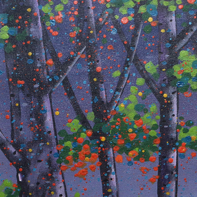 'Forest Coolness' - Javanese Acrylic Landscape Painting on Canvas