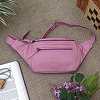 Leather belt bag, 'On Trend in Pink' - Handcrafted Pink Leather Belt Bag
