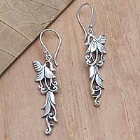 Sterling silver dangle earrings, 'Shimmering Tendrils'