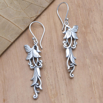 Sterling silver dangle earrings, Shimmering Tendrils