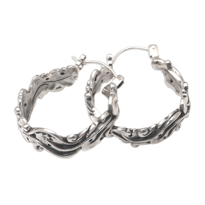 Sterling silver hoop earrings, 'Victory Lap' - Handcrafted Sterling Silver Hoop Earrings