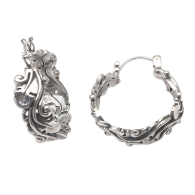 Sterling silver hoop earrings, 'Victory Lap' - Handcrafted Sterling Silver Hoop Earrings