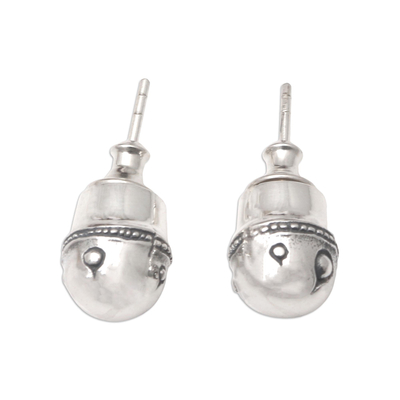 Sterling silver stud earrings, 'Free Float' - Hand Made Sterling Silver Stud Earrings