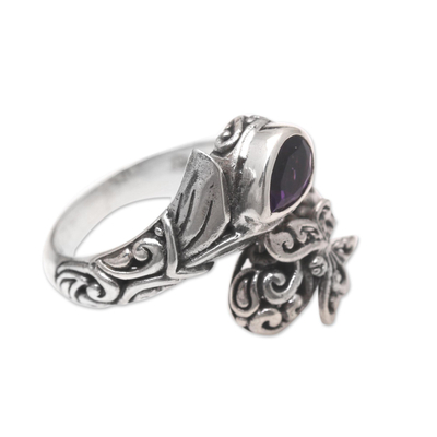 Amethyst wrap ring, 'Purple Nymph' - Amethyst and Sterling Silver Wrap Ring
