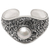 Cultured pearl cuff bracelet, 'Overflow of Love' - Cultured Pearl and Sterling Silver Cuff Bracelet (image 2a) thumbail