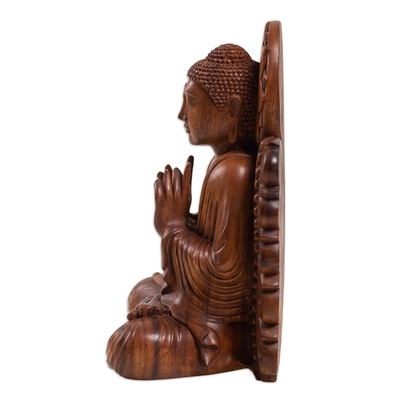 Escultura de madera - Escultura de meditación hecha a mano en madera de suar