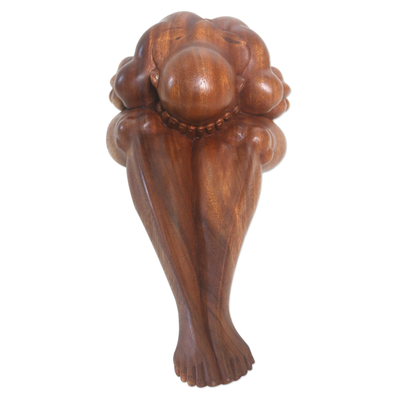 Escultura de madera - Escultura artesanal de figura de madera de suar