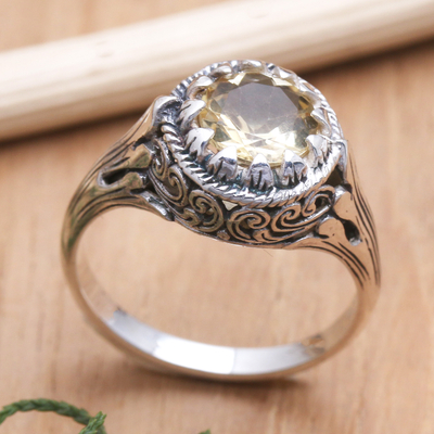 Citrine cocktail ring, 'Break of Day' - Citrine and Sterling Silver Cocktail Ring