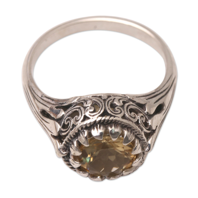 Citrine cocktail ring, 'Break of Day' - Citrine and Sterling Silver Cocktail Ring